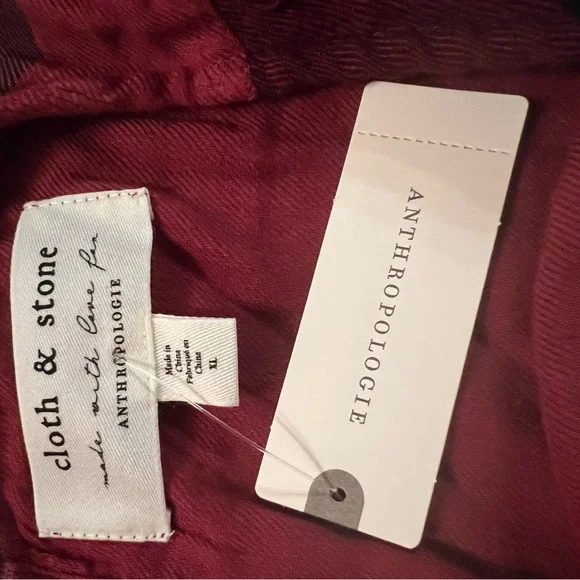 Anthropologie cloth and stone red & black plaid flannel dress xl super soft nwt - Picture 6 of 7